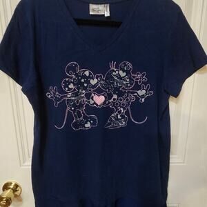 Navy Disney Boutique Mickey and Minnie blouse, size XL
